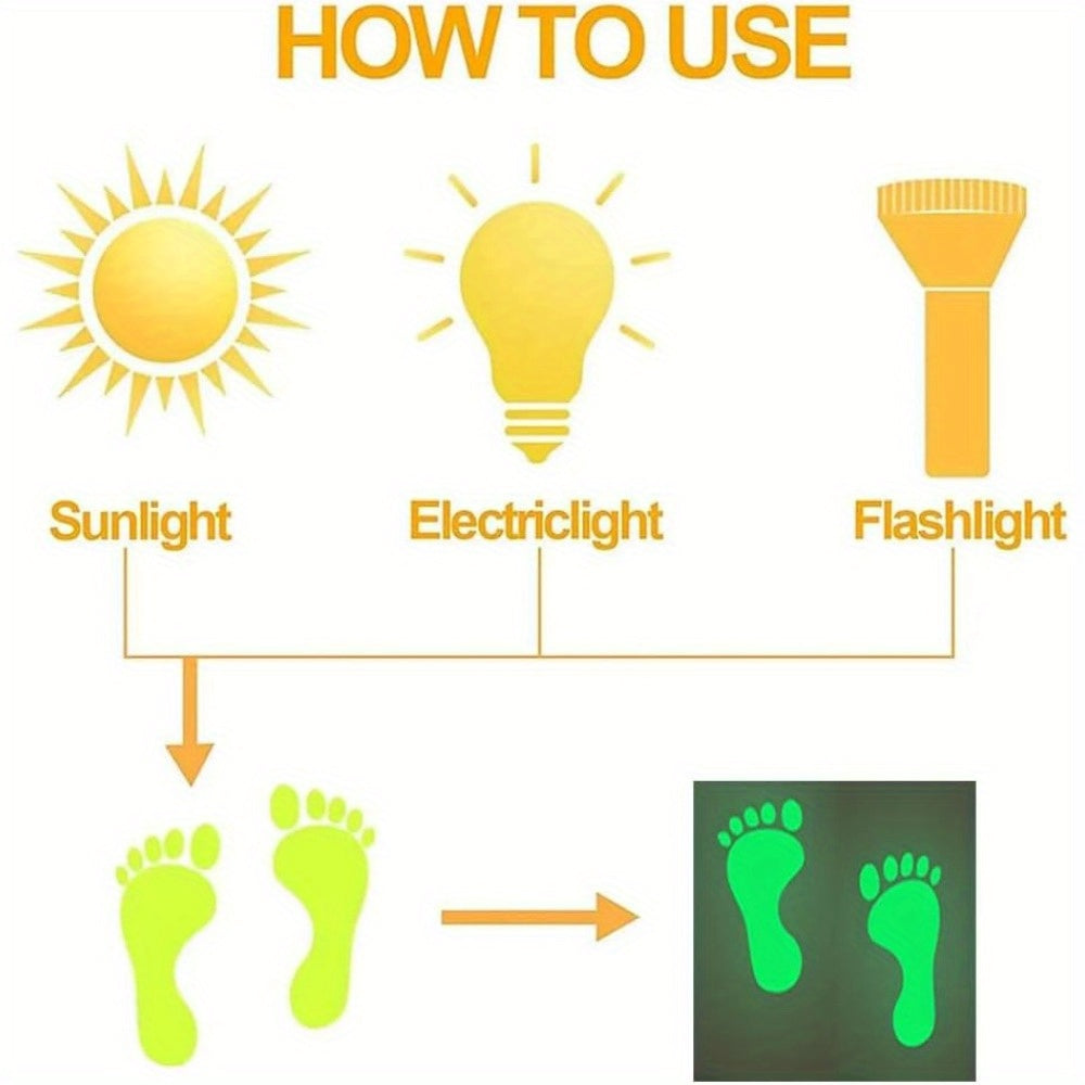 9 pairs Glowing Green Footprint