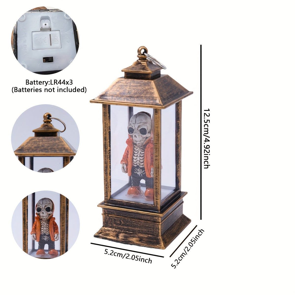 2pcs Orange Black Skull Retro Wind Lantern