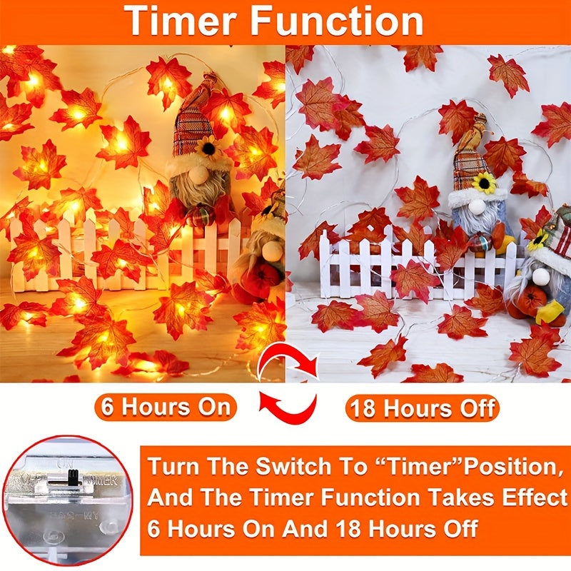 6 meters Autumn Garland LED with Maple Leaves