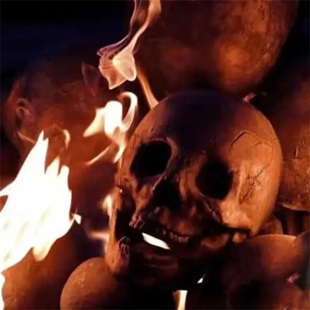3pcs Terrifying Ceramic Skulls for Halloween Fireplace