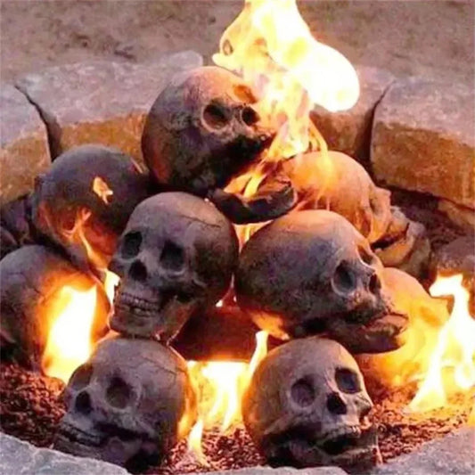 3pcs Terrifying Ceramic Skulls for Halloween Fireplace