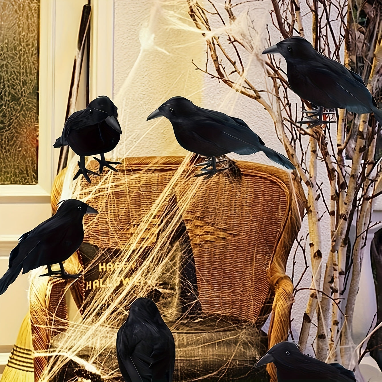 5pcs Realistic Black Crows