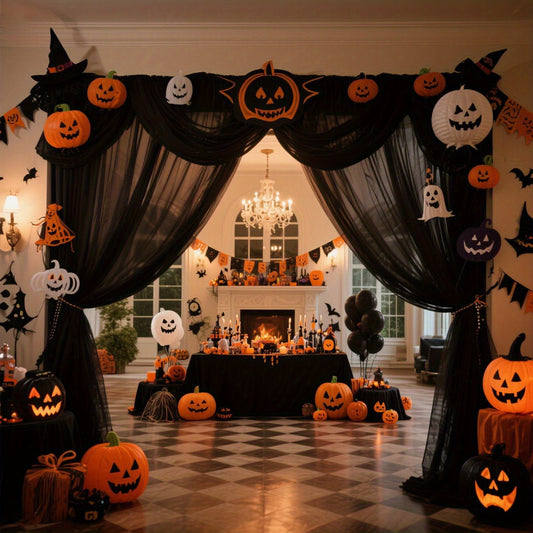 Black party decoration tulle fabric 75x800cm