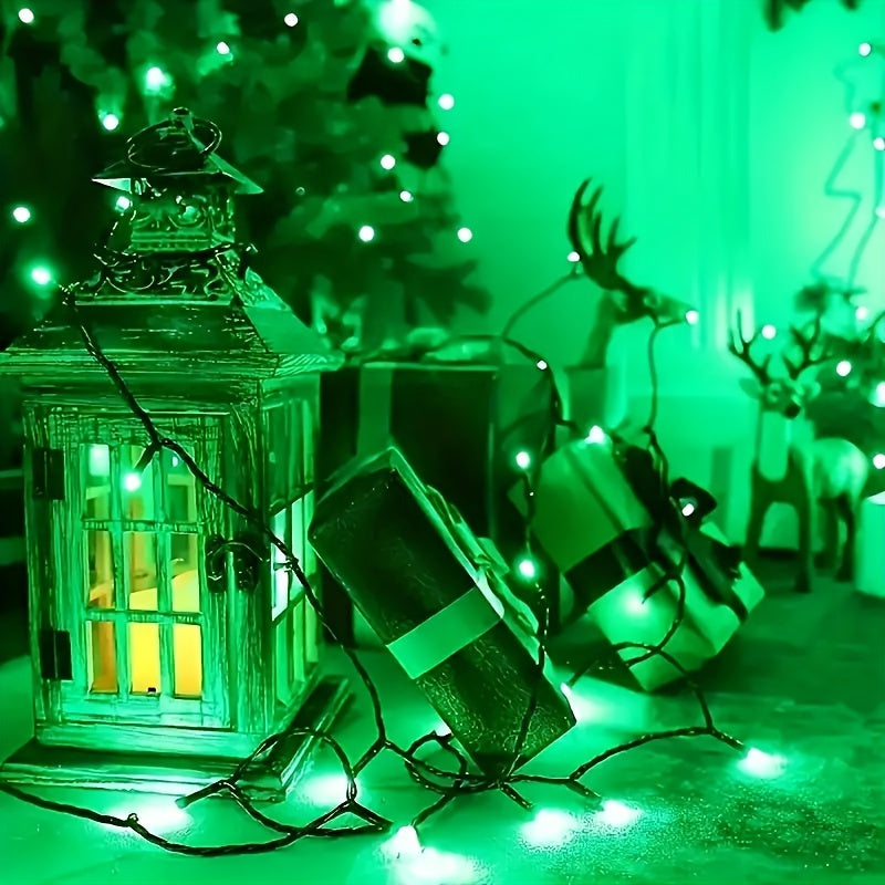 Solar-Powered Creepy Green Outdoor String Lights