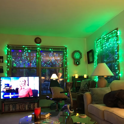Solar-Powered Creepy Green Outdoor String Lights