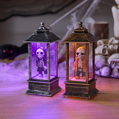 2pcs Orange Black Skull Retro Wind Lantern
