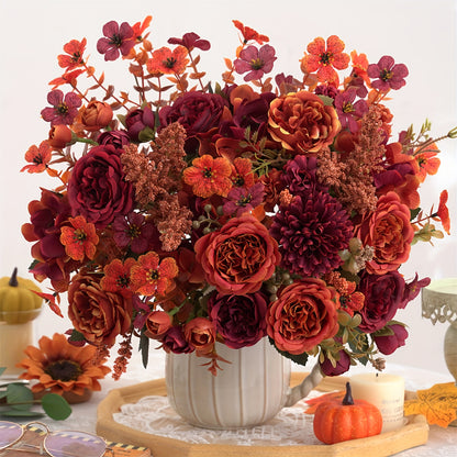 11pcs Artificial Peony Daisy Hydrangea Mixed Bouquet