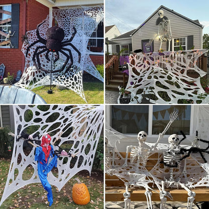 2pcs Extra Large Giant Spider Web Outdoor Decoration 400x100cm