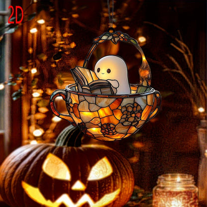 Reading Ghost Glass Window Hanging Ornament