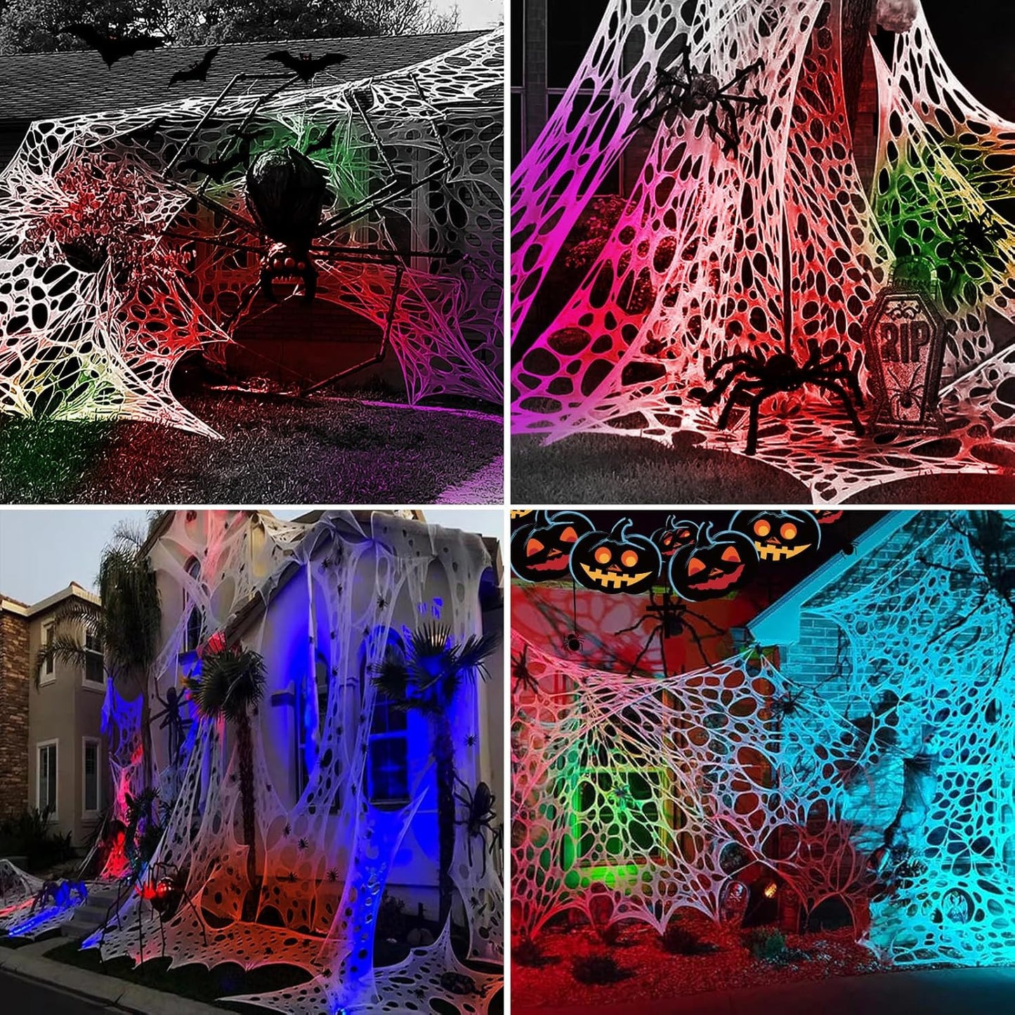 2pcs Extra Large Giant Spider Web Outdoor Decoration 400x100cm