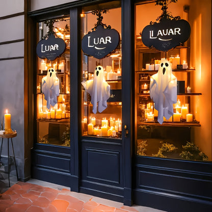 3pcs Halloween LED Orange Ghost Lights