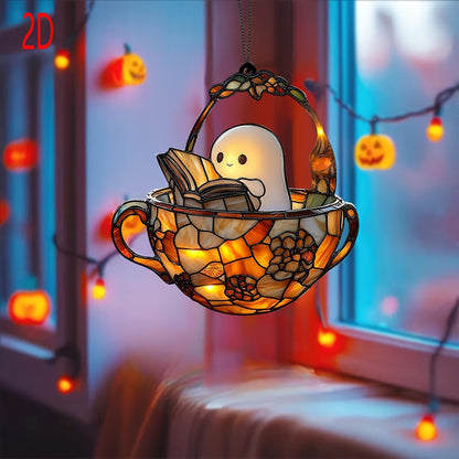 Reading Ghost Glass Window Hanging Ornament
