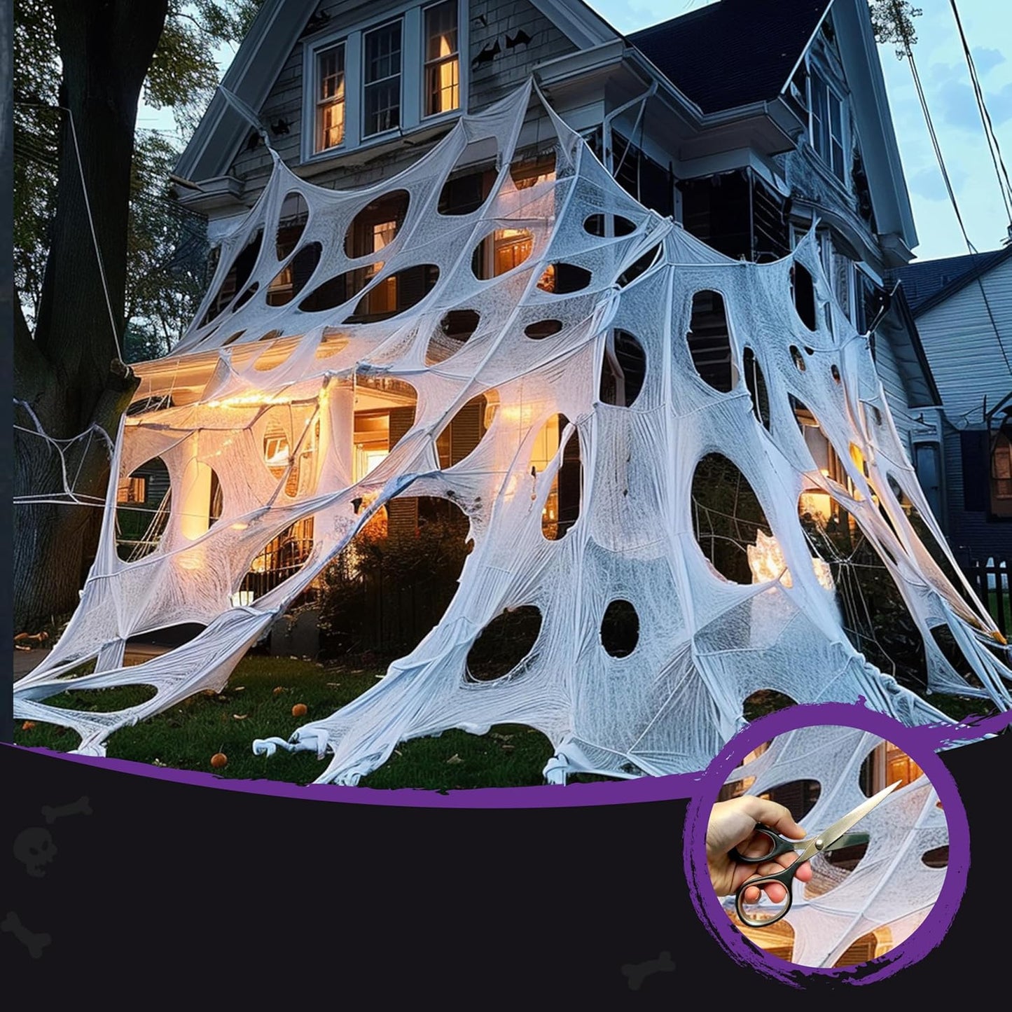 2pcs Extra Large Giant Spider Web Outdoor Decoration 400x100cm