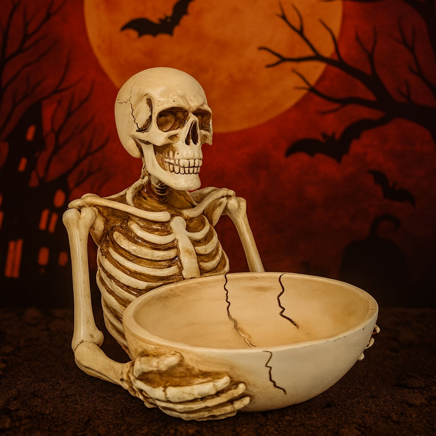 Halloween Resin Servant Skeleton for Groceries