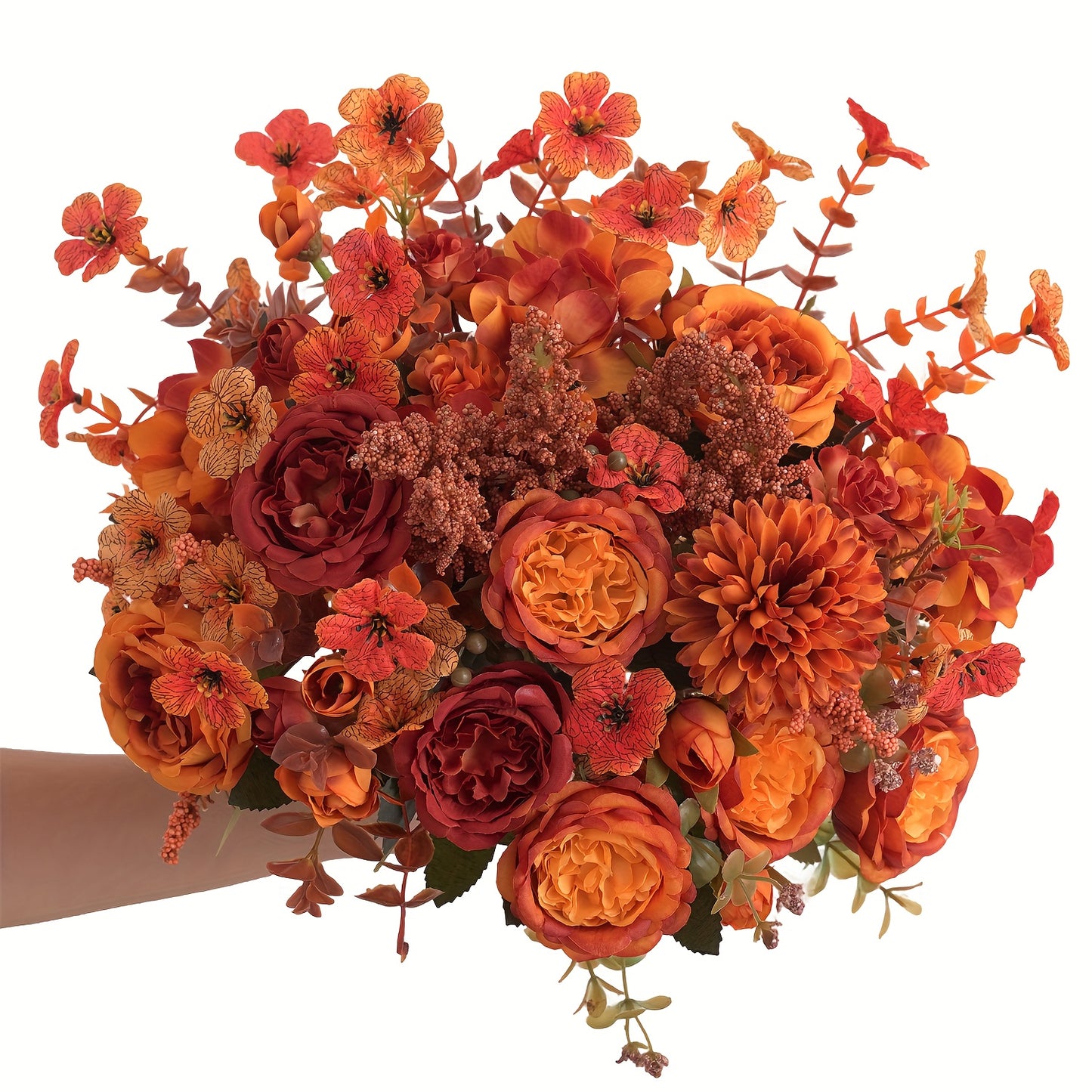 11pcs Artificial Peony Daisy Hydrangea Mixed Bouquet