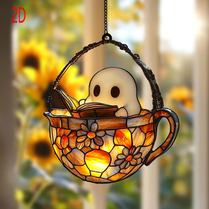 Reading Ghost Glass Window Hanging Ornament