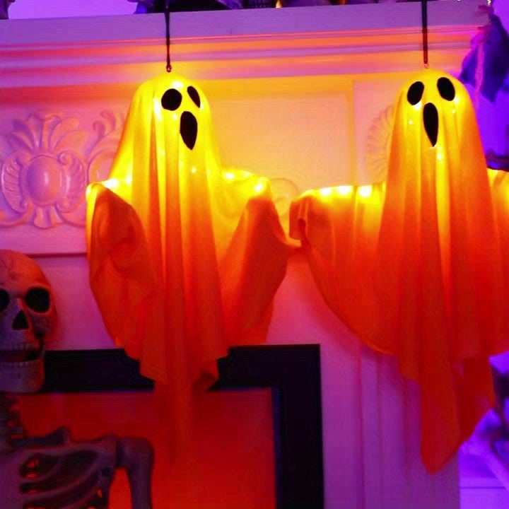 3pcs Halloween LED Orange Ghost Lights