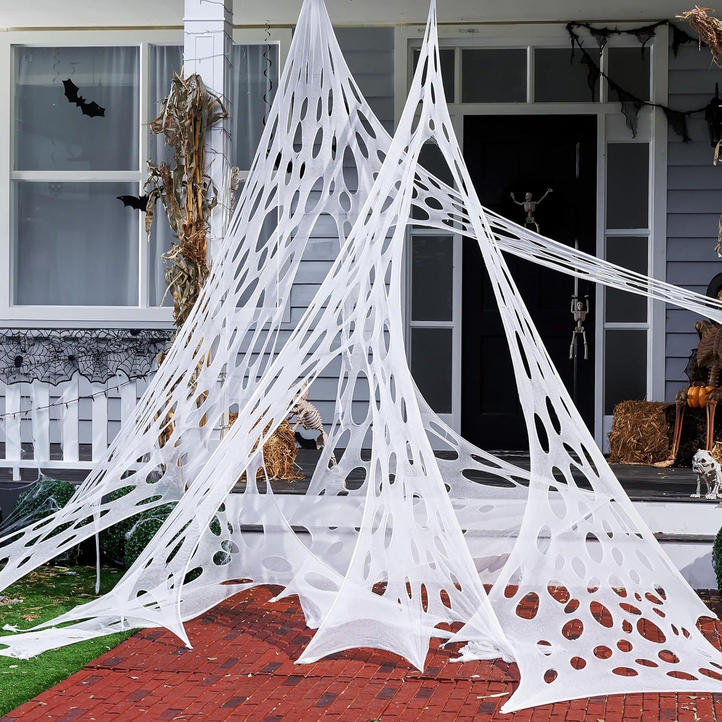 2pcs Extra Large Giant Spider Web Outdoor Decoration 400x100cm
