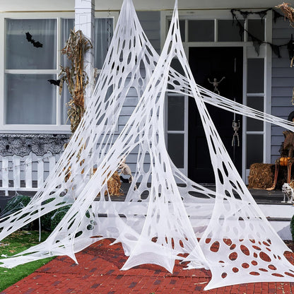 2pcs Extra Large Giant Spider Web Outdoor Decoration 400x100cm