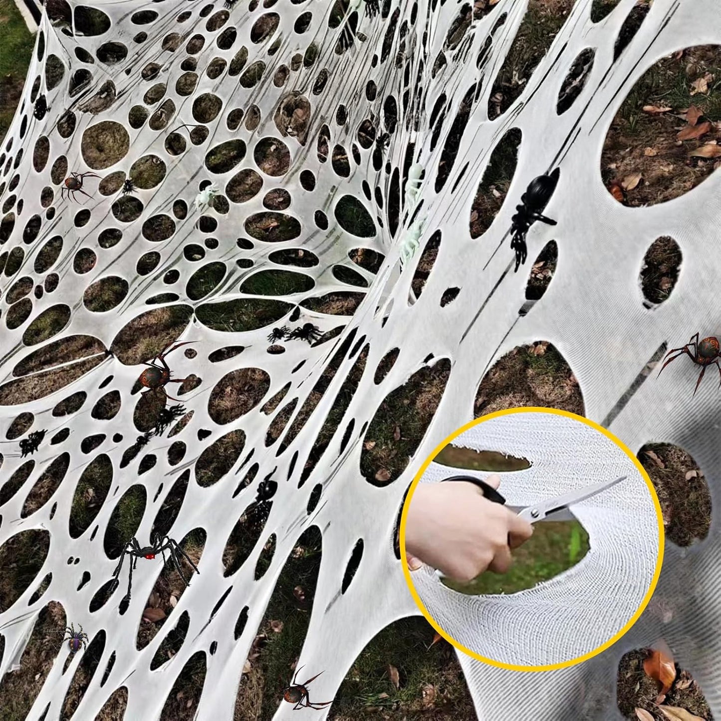 2pcs Extra Large Giant Spider Web Outdoor Decoration 400x100cm