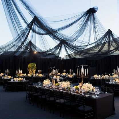 16 meters Black Tulle Curtain for Spooky Atmosphere