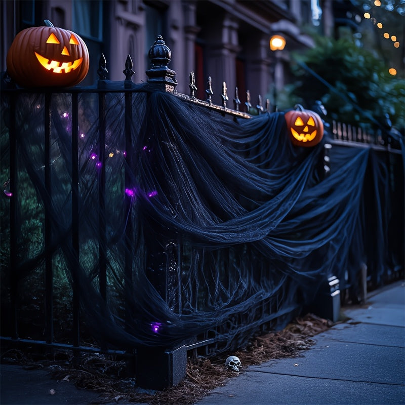 16 meters Black Tulle Curtain for Spooky Atmosphere