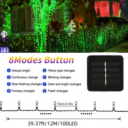 Solar-Powered Creepy Green Outdoor String Lights