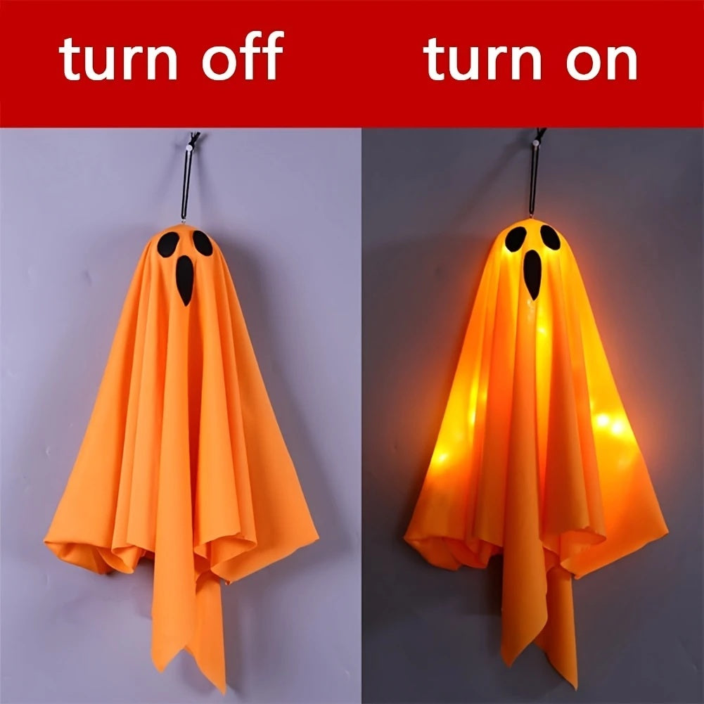 3pcs Halloween LED Orange Ghost Lights