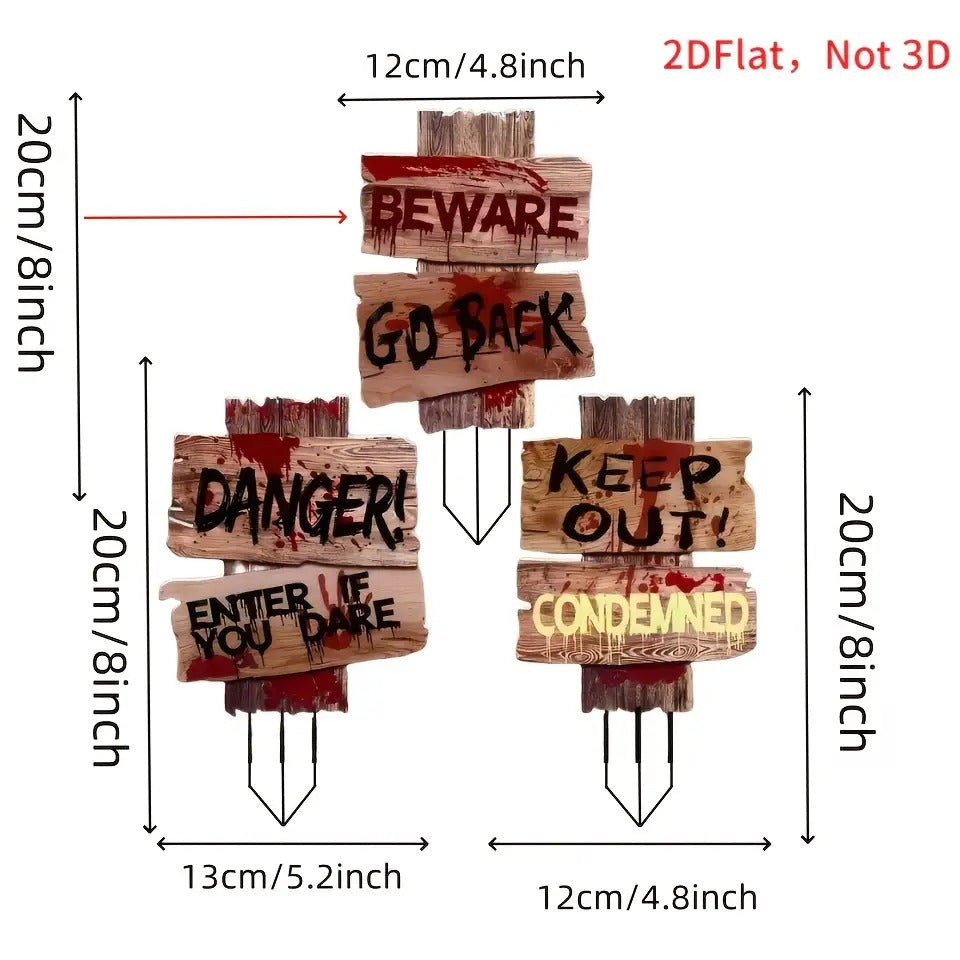 3pcs Scary Garden Stake Pack