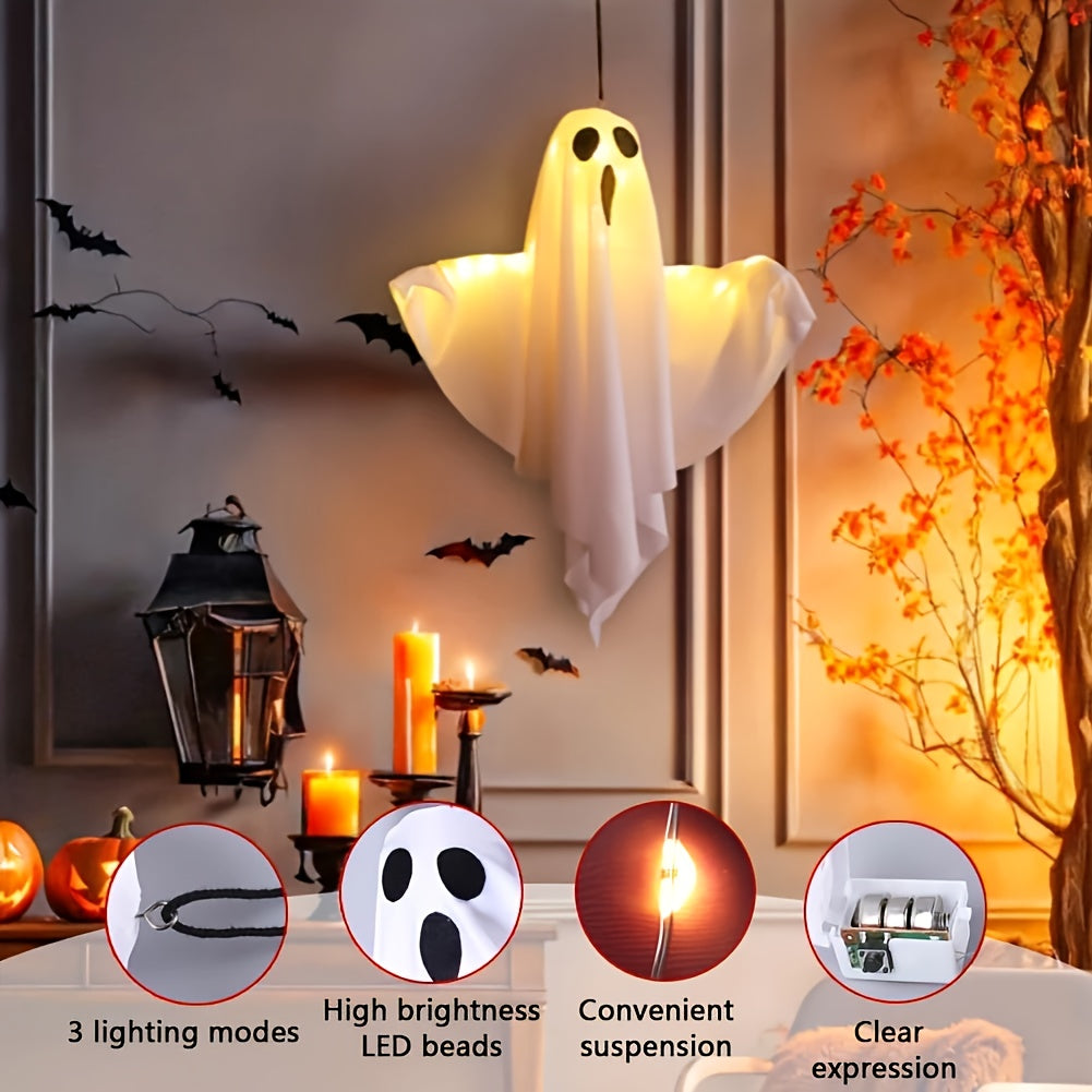 3pcs Halloween LED Orange Ghost Lights