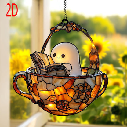Reading Ghost Glass Window Hanging Ornament