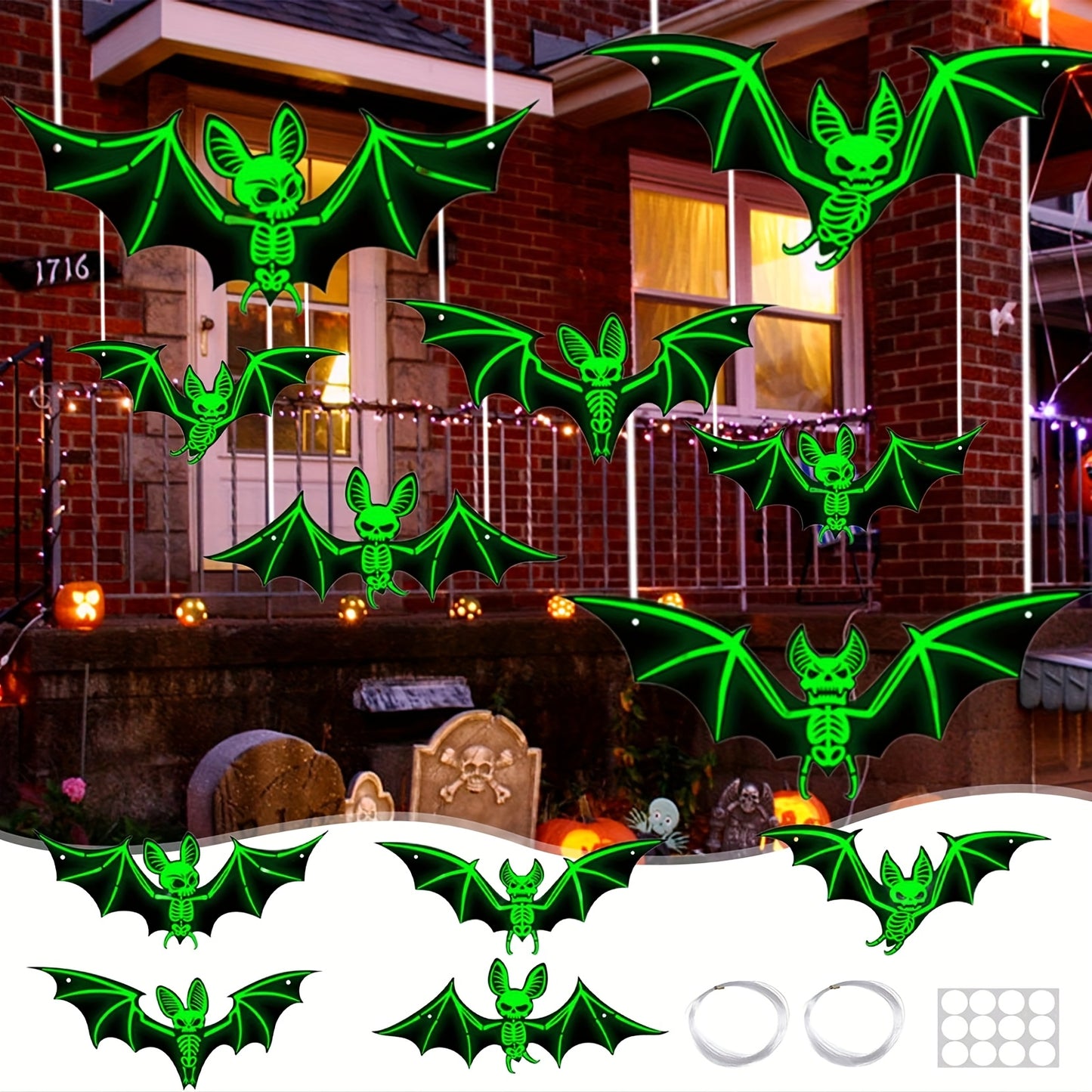 13pcs/set Scary Hanging Bats Decorations