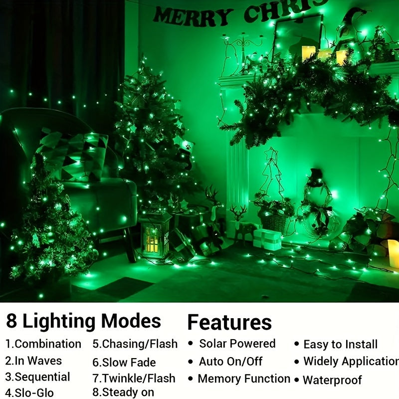Solar-Powered Creepy Green Outdoor String Lights
