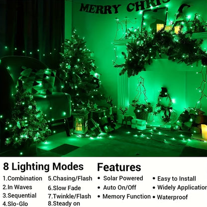 Solar-Powered Creepy Green Outdoor String Lights
