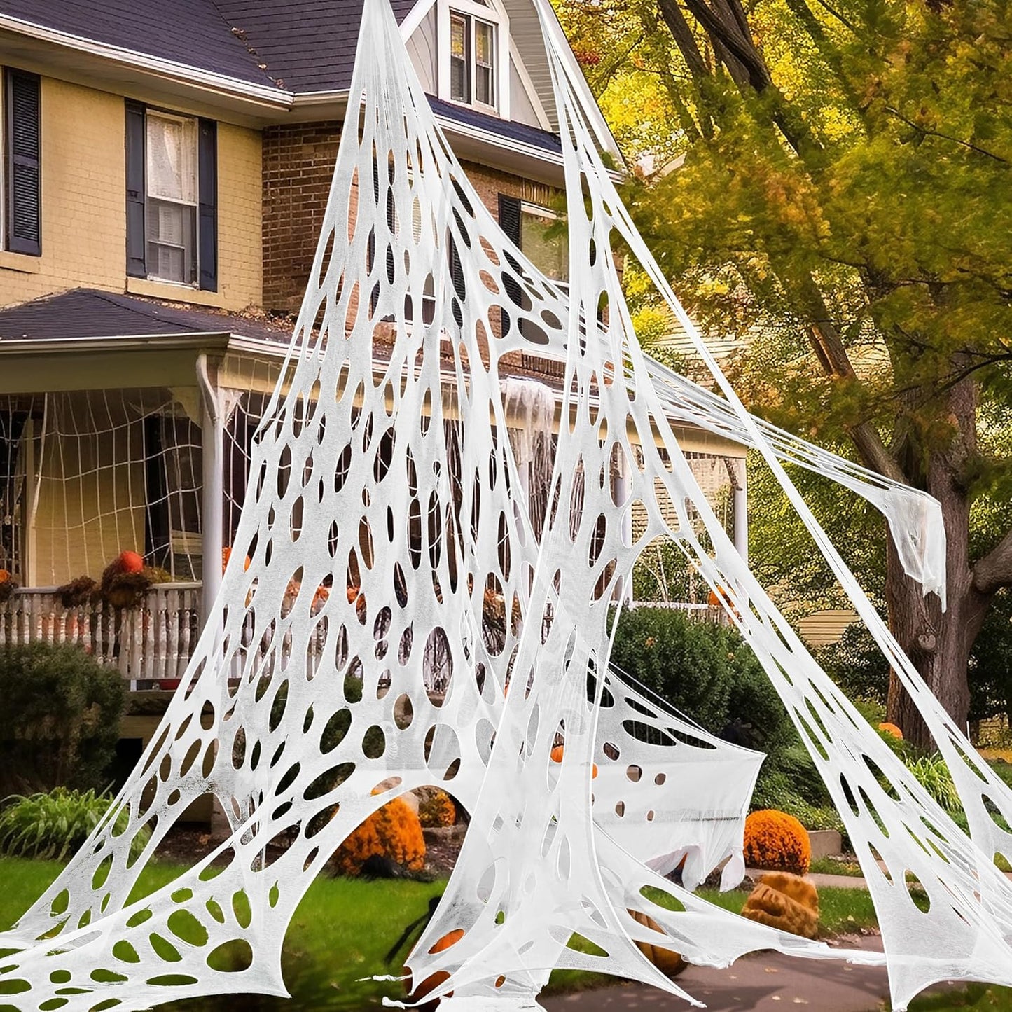2pcs Extra Large Giant Spider Web Outdoor Decoration 400x100cm