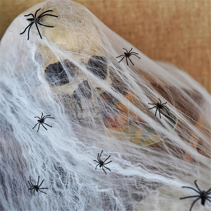 150 Square meters 300g Halloween Spider Web Stretchable with 50pcs Small Spiders