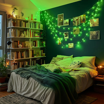 Solar-Powered Creepy Green Outdoor String Lights