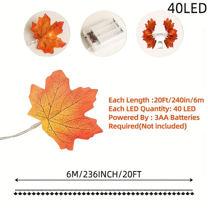6 meters Autumn Garland LED with Maple Leaves