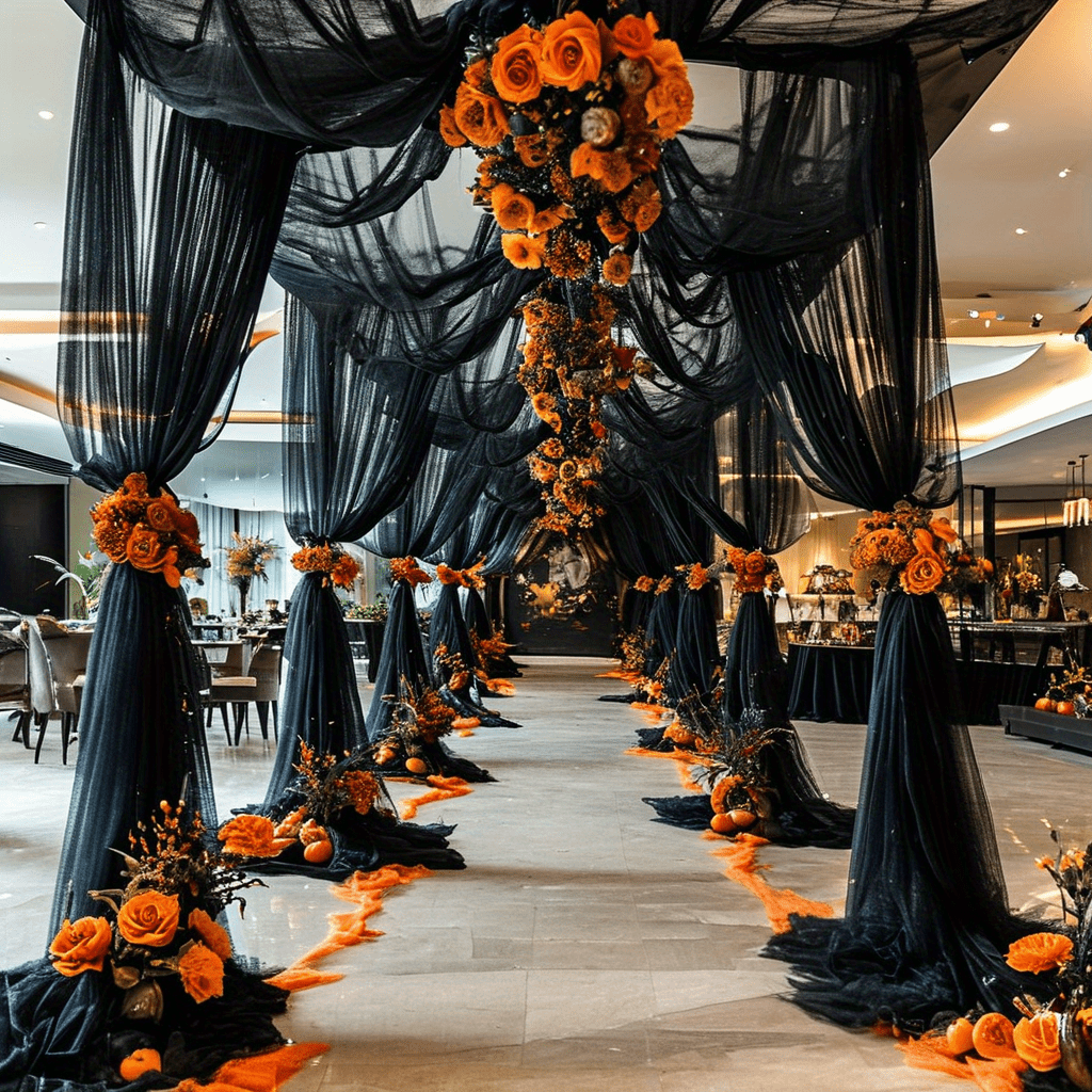 Black party decoration tulle fabric 75x800cm