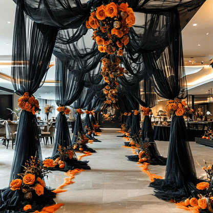 Black party decoration tulle fabric 75x800cm