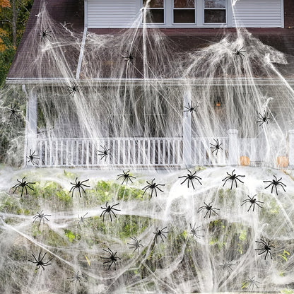 150 Square meters 300g Halloween Spider Web Stretchable with 50pcs Small Spiders