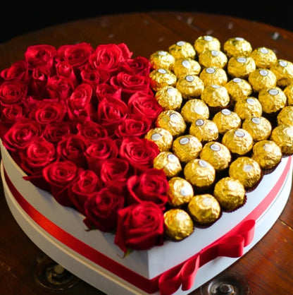 Caja Gran Velvet rosas rojas y bombone