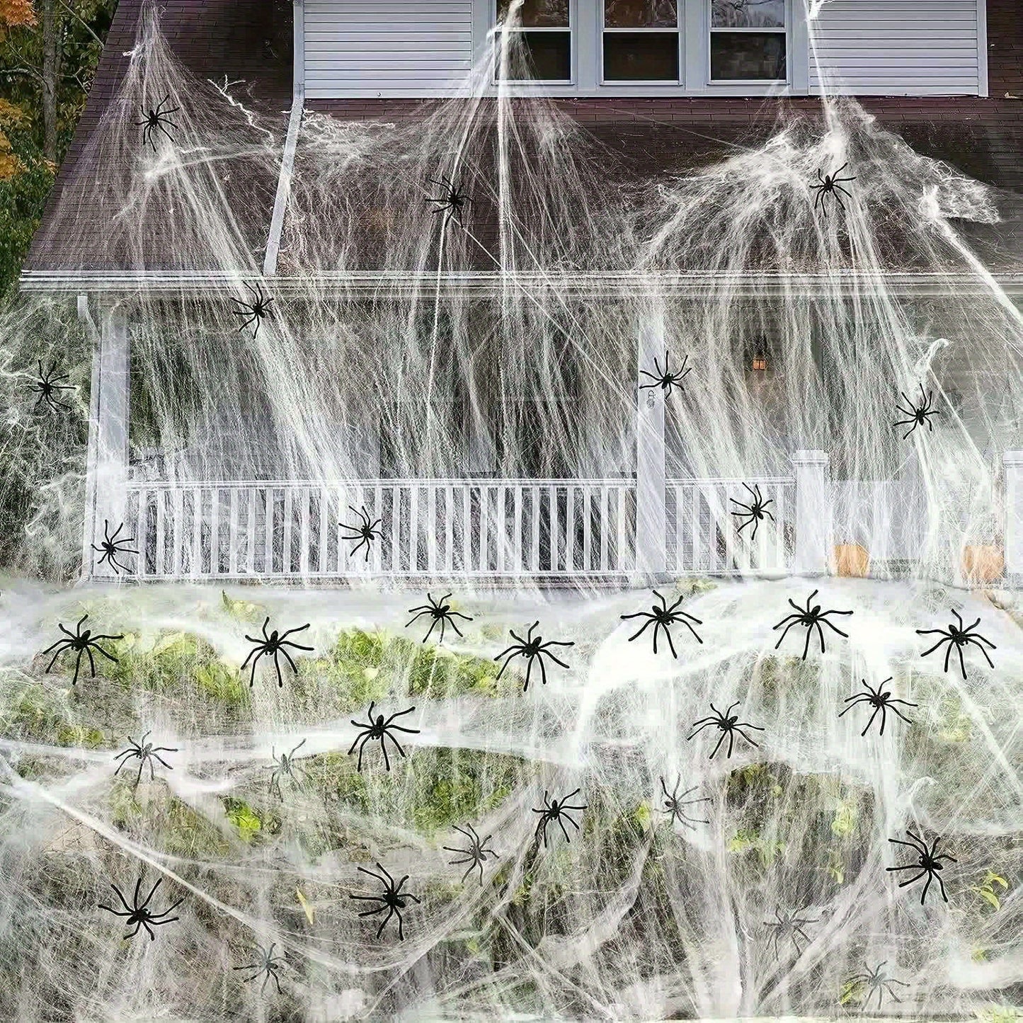 150 Square meters 300g Halloween Spider Web Stretchable with 50pcs Small Spiders