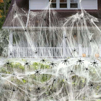 150 Square meters 300g Halloween Spider Web Stretchable with 50pcs Small Spiders