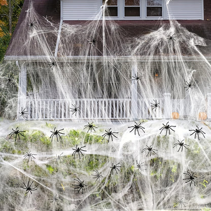 150 Square meters 300g Halloween Spider Web Stretchable with 50pcs Small Spiders