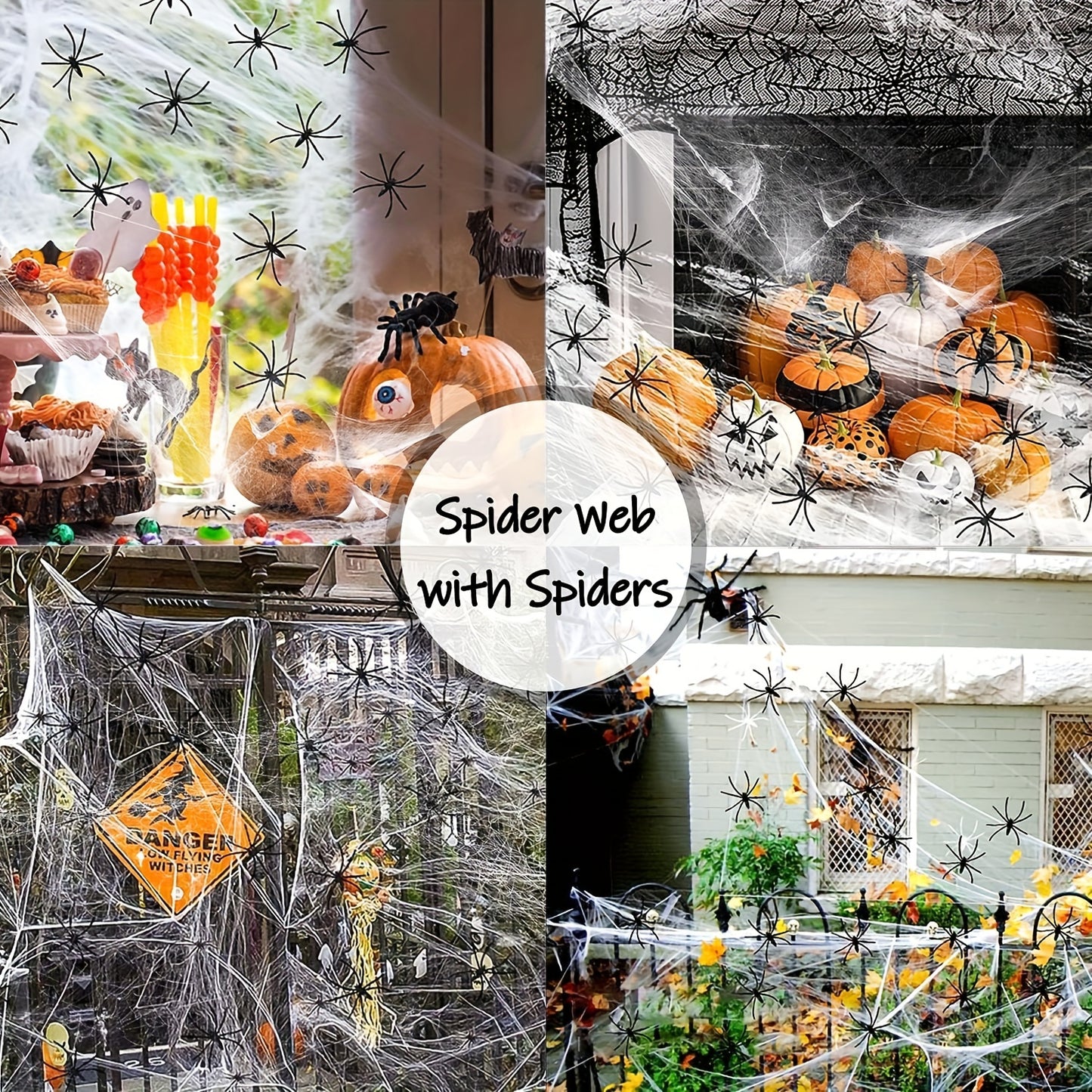 150 Square meters 300g Halloween Spider Web Stretchable with 50pcs Small Spiders