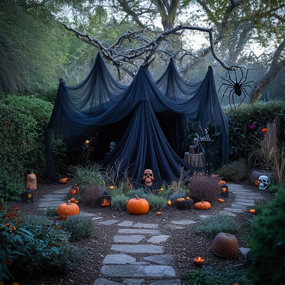 16 meters Black Tulle Curtain for Spooky Atmosphere