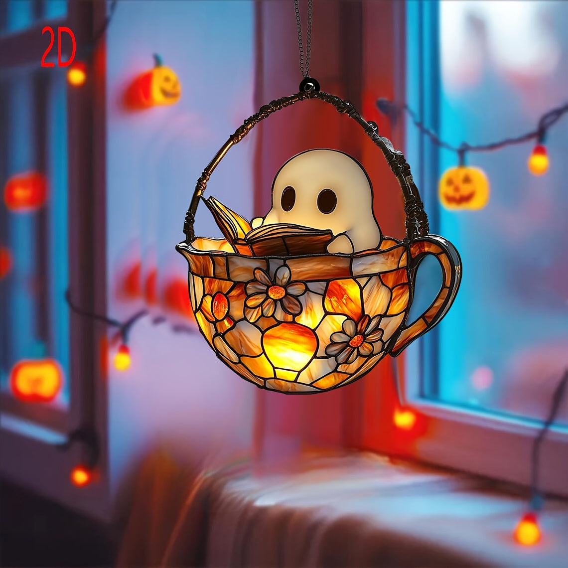 Reading Ghost Glass Window Hanging Ornament