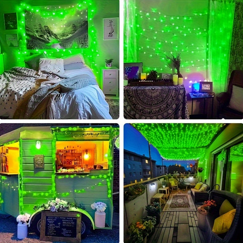 Solar-Powered Creepy Green Outdoor String Lights