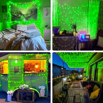 Solar-Powered Creepy Green Outdoor String Lights